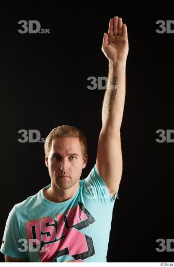 Arm Man White Sports Shirt T shirt Average Studio photo references