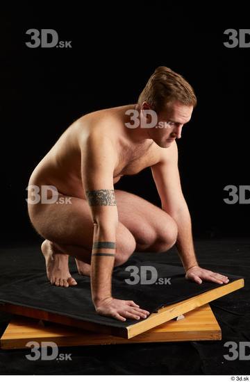 Whole Body Man White Nude Average Kneeling Studio photo references