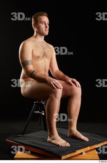 Whole Body Man White Nude Average Sitting Studio photo references