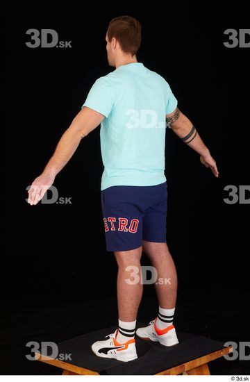 Whole Body Man White Sports Shoes Shirt T shirt Shorts Average Standing Studio photo references