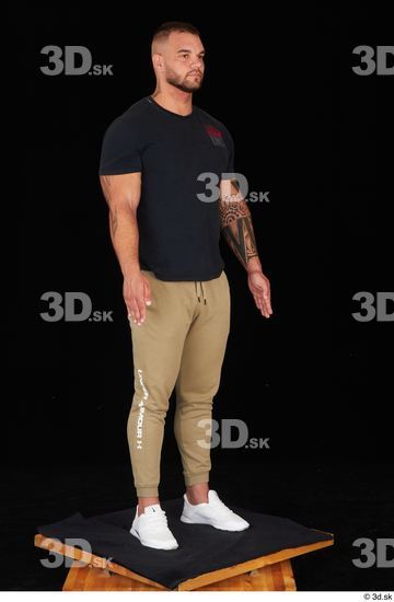 Whole Body Man White Sports Shirt Muscular Standing Studio photo references