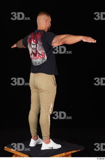 Whole Body Man T poses White Sports Shirt Muscular Standing Studio photo references