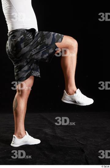 Leg Man White Sports Shorts Muscular Studio photo references