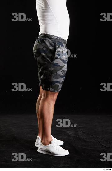 Calf Man White Sports Shorts Muscular Studio photo references