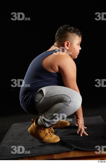 Whole Body Man White Sports Overweight Kneeling Top Studio photo references