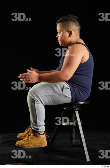 Whole Body Man White Sports Overweight Sitting Top Studio photo references