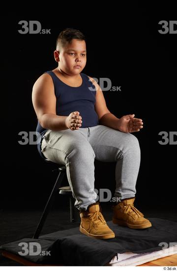 Whole Body Man White Sports Overweight Sitting Top Studio photo references