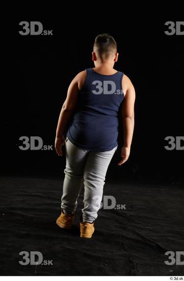 Whole Body Back Man White Sports Overweight Walking Top Studio photo references