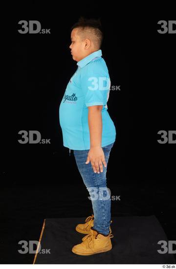 Whole Body Man White Casual Shirt Jeans Overweight Standing Studio photo references