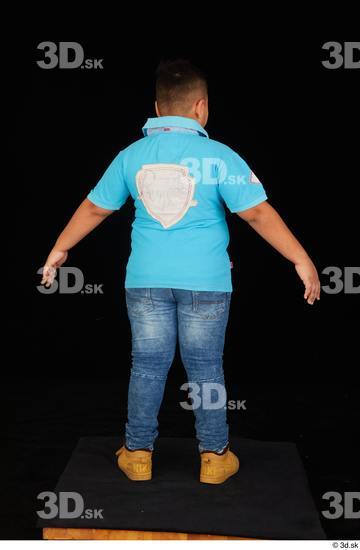 Whole Body Man White Casual Shirt Jeans Overweight Standing Studio photo references