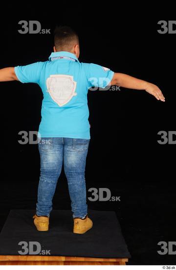 Whole Body Man T poses White Casual Shirt Jeans Overweight Standing Studio photo references