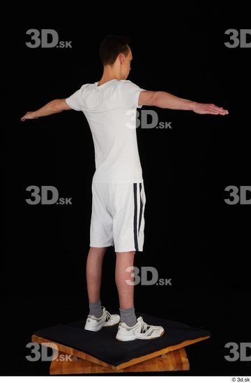 Whole Body Man T poses White Sports Shirt Shorts Slim Standing Studio photo references