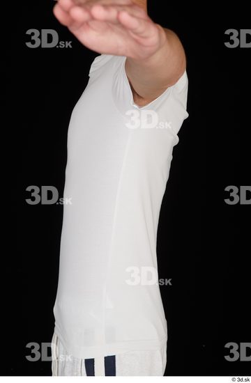 Upper Body Man White Sports Shirt Slim Studio photo references