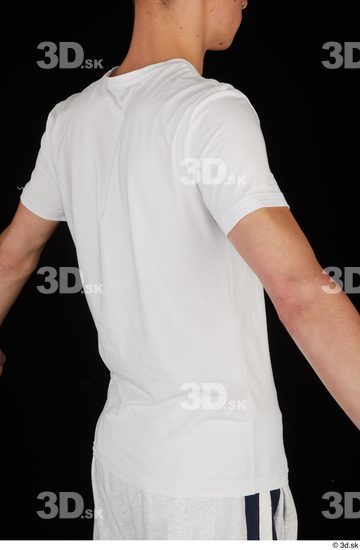 Upper Body Man White Sports Shirt Slim Studio photo references