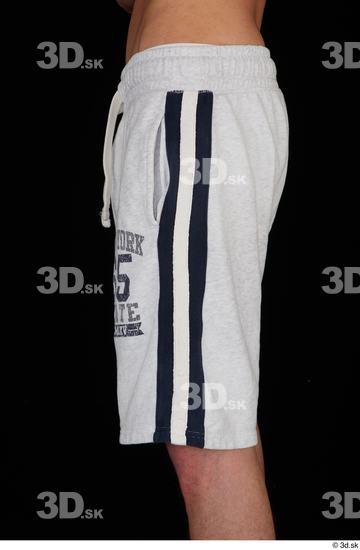 Thigh Hips Man White Sports Shorts Slim Studio photo references