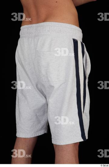 Thigh Hips Man White Sports Shorts Slim Studio photo references