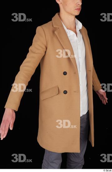 Upper Body Man White Coat Slim Studio photo references