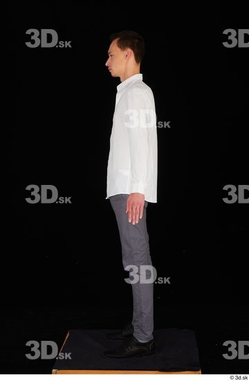 Whole Body Man White Shoes Shirt Trousers Slim Standing Studio photo references