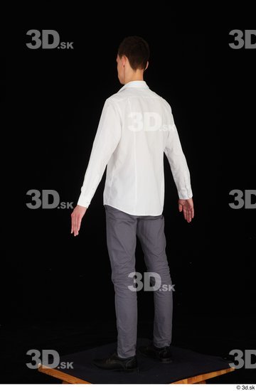 Whole Body Man White Shoes Shirt Trousers Slim Standing Studio photo references