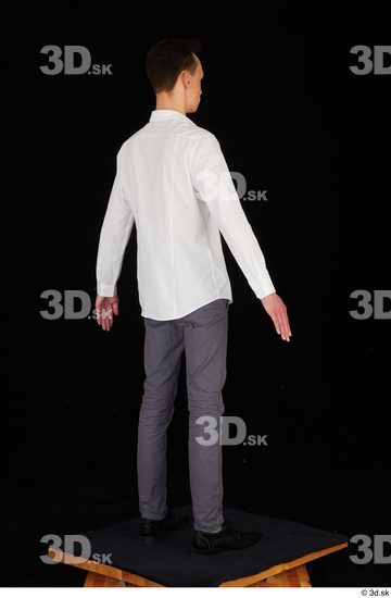 Whole Body Man White Shoes Shirt Trousers Slim Standing Studio photo references