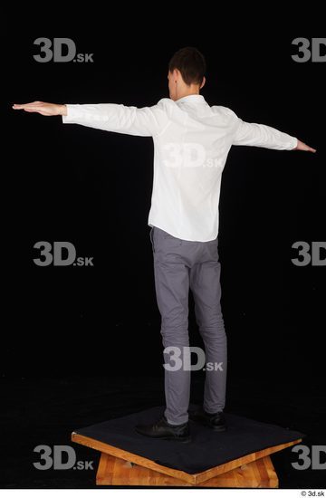 Whole Body Man T poses White Shoes Shirt Trousers Slim Standing Studio photo references