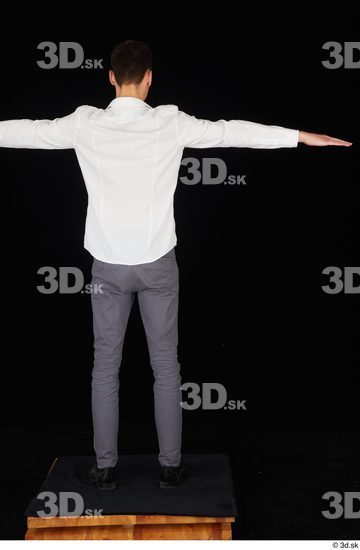 Whole Body Man T poses White Shoes Shirt Trousers Slim Standing Studio photo references