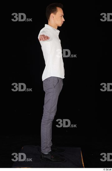 Whole Body Man T poses White Shoes Shirt Trousers Slim Standing Studio photo references