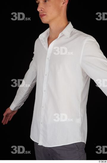 Upper Body Man White Shirt Slim Studio photo references