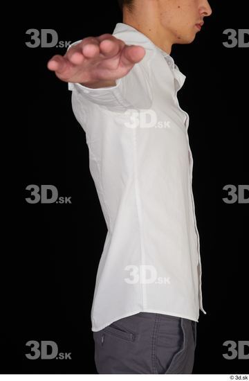 Upper Body Man White Shirt Slim Studio photo references