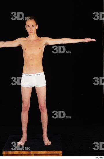 Whole Body Man T poses White Underwear Slim Standing Studio photo references