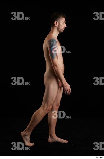 Whole Body Man White Nude Slim Walking Studio photo references