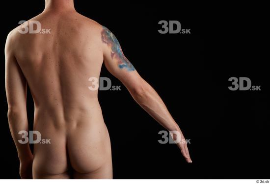 Arm Back Man White Nude Slim Studio photo references