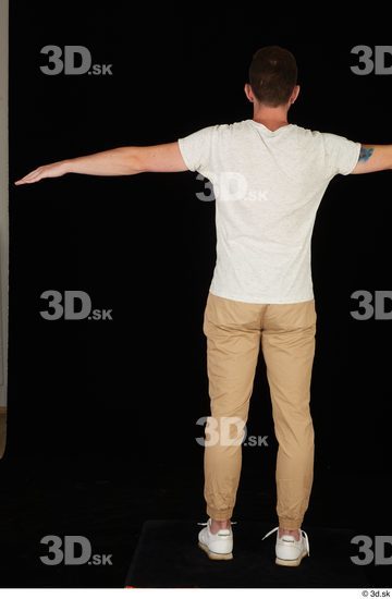 Whole Body Man T poses White Casual Shirt Trousers Slim Standing Studio photo references