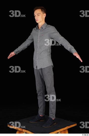 Whole Body Man Trousers Slim Standing Studio photo references