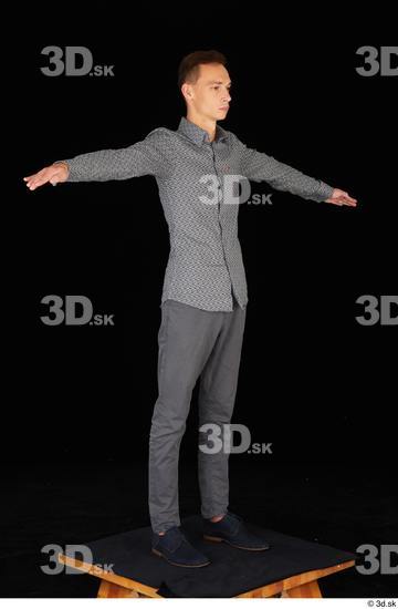 Whole Body Man T poses Trousers Slim Standing Studio photo references