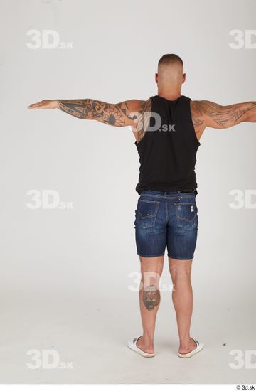 Whole Body Man T poses White Muscular Standing Street photo references