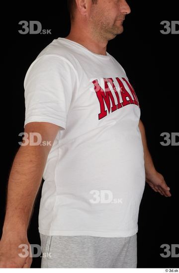 Upper Body Man White Sports Shirt Chubby Studio photo references