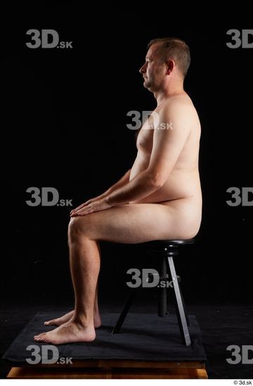 Whole Body Man White Nude Chubby Sitting Studio photo references