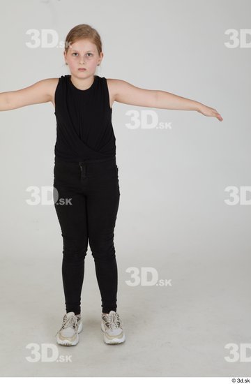 Whole Body Woman T poses White Casual Average Kid Standing Street photo references