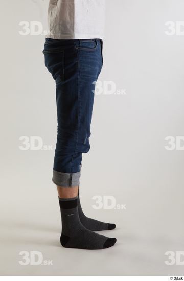 Leg Man White Casual Jeans Slim Studio photo references