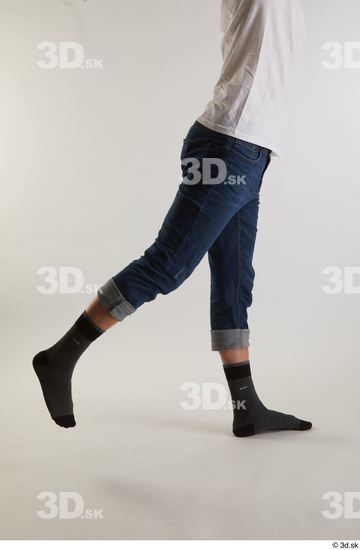 Leg Man White Casual Jeans Slim Studio photo references