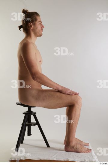 Whole Body Man White Nude Slim Sitting Studio photo references