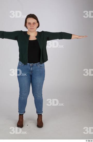 Whole Body Woman T poses White Casual Chubby Standing Street photo references