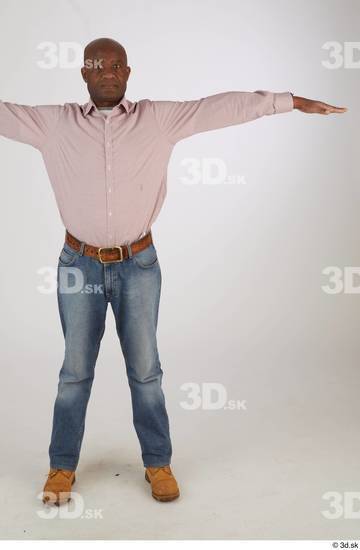 Whole Body Man T poses Black Casual Slim Standing Street photo references