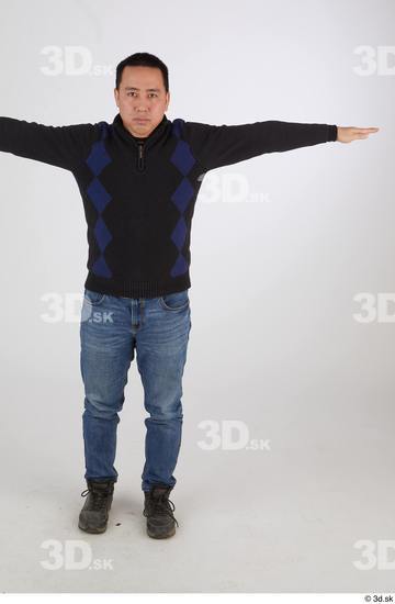Whole Body Man T poses Asian Casual Slim Standing Street photo references