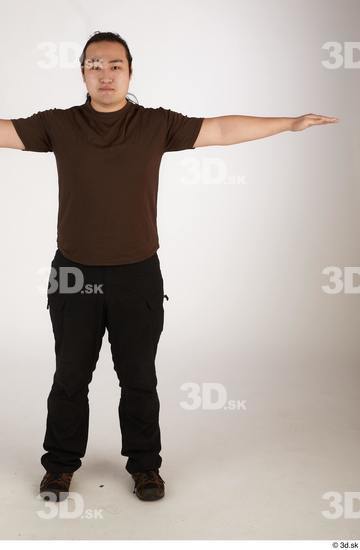 Whole Body Man T poses Asian Casual Chubby Standing Street photo references