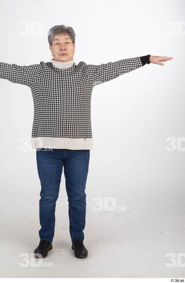 Whole Body Woman T poses Asian Casual Chubby Standing Street photo references