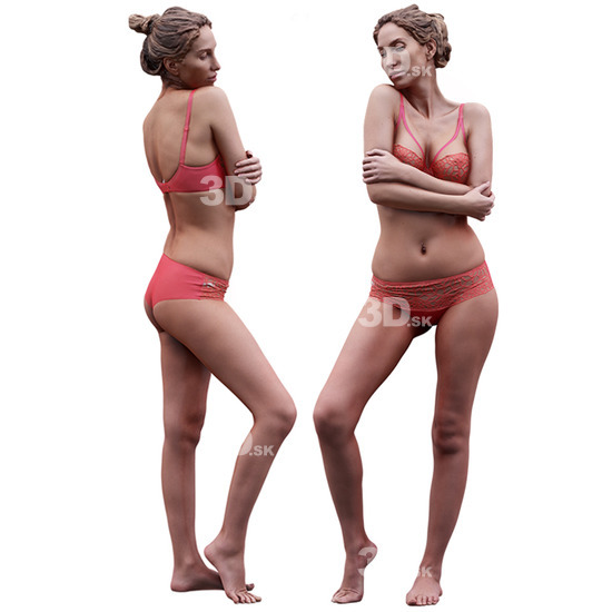 Whole Body Woman White Underwear Athletic 3D Cleaned Bodies