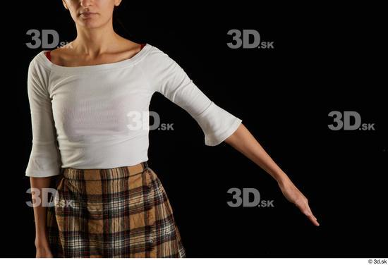 Arm Woman White Casual Shirt Slim Studio photo references