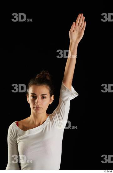 Arm Woman White Casual Shirt Slim Studio photo references